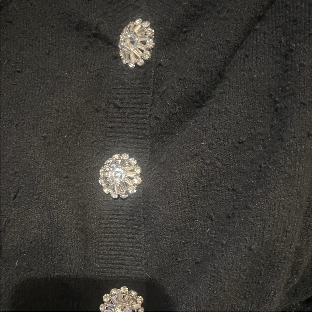 Elegant Black Sweater with Crystal Buttons - Picture 6 of 6